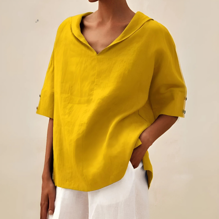 Abby | Chemise en Lin Décontractée Col V