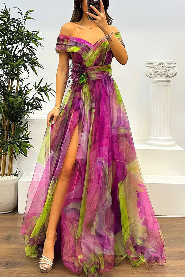 Daniela - Robe Maxi Éblouissante Off Shoulder