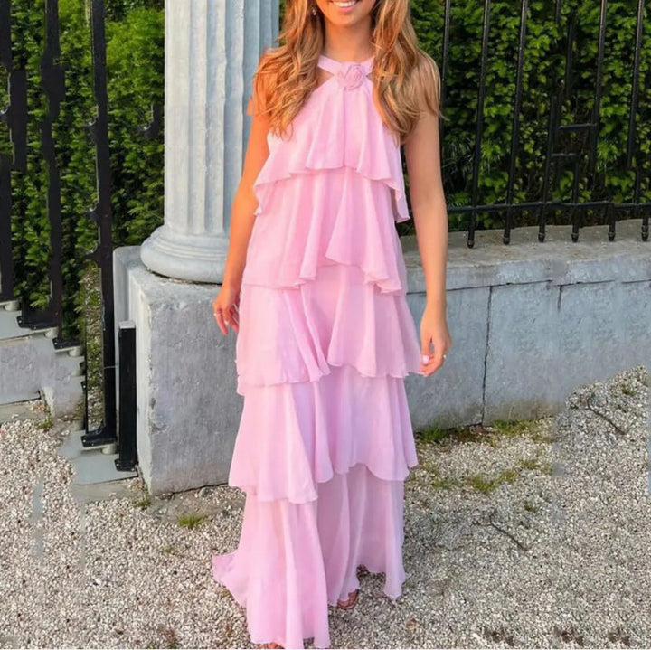 Carys - Robe Maxi à Volants avec Décolleté Croisé