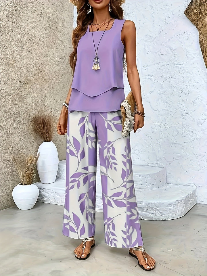 Camille - Ensemble Gilet et Pantalon à Rayures en Sergé