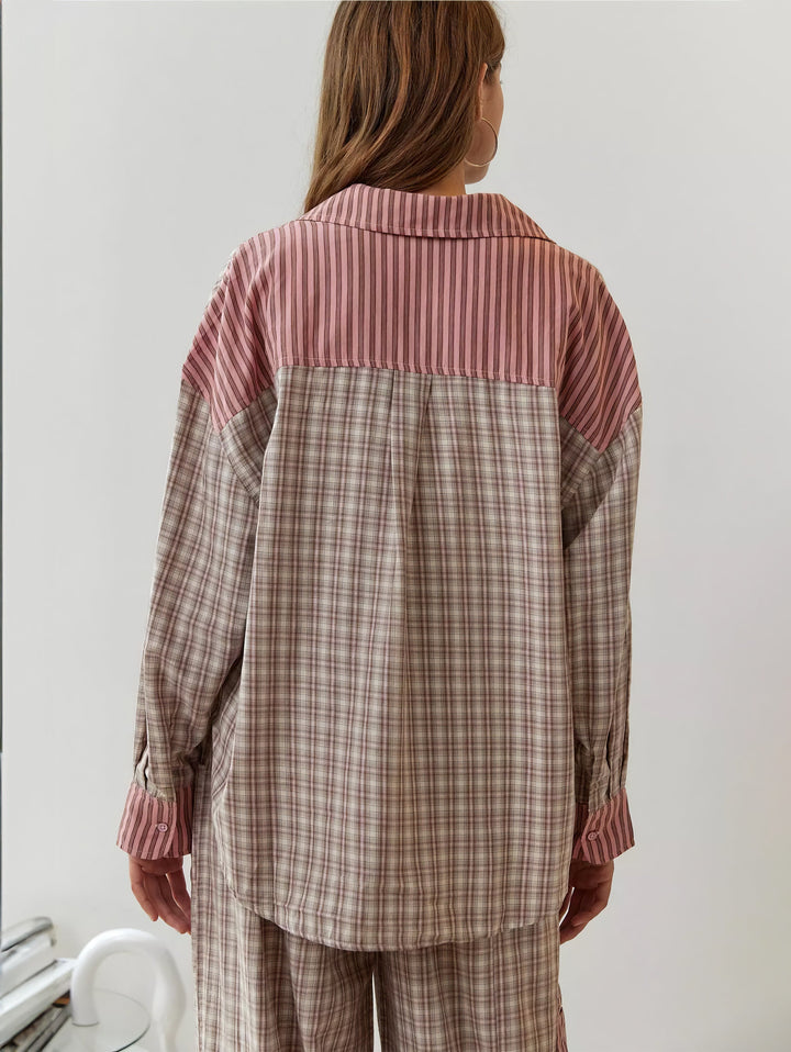 Ava Ensemble de Loungewear 2 Pièces pour Femmes – Pyjamas à Carreaux