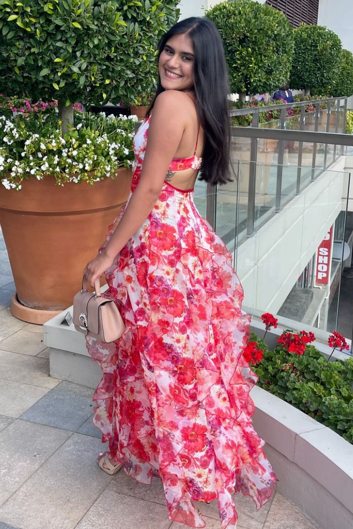 Chara - Robe Maxi à Imprimé Floral avec Volants