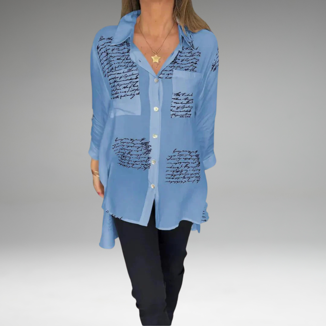 Cara | Chemise Boutonnée Design Écriture Manuscrite