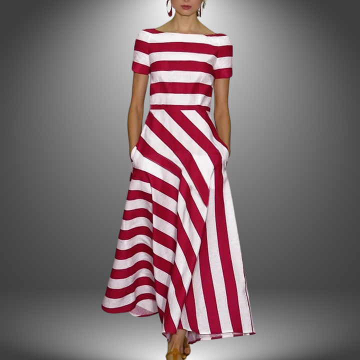 Nicole | Robe Longue Rayée Fait Main