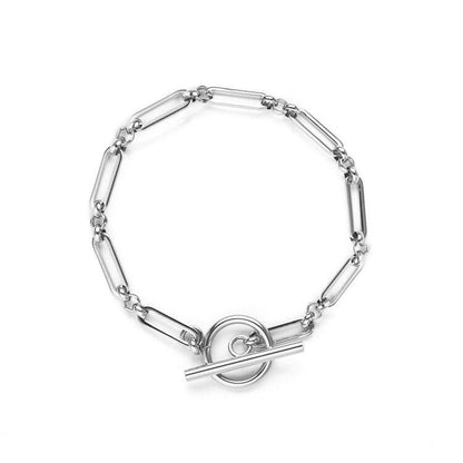 Bracelet T-Bar en Lien | Or Blanc