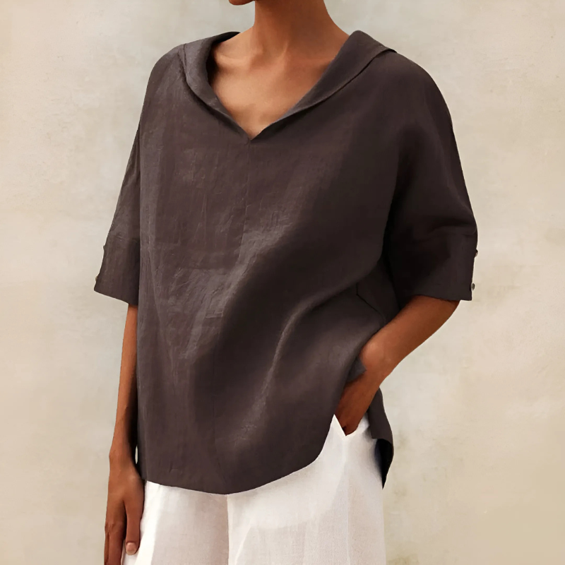 Abby | Chemise en Lin Décontractée Col V