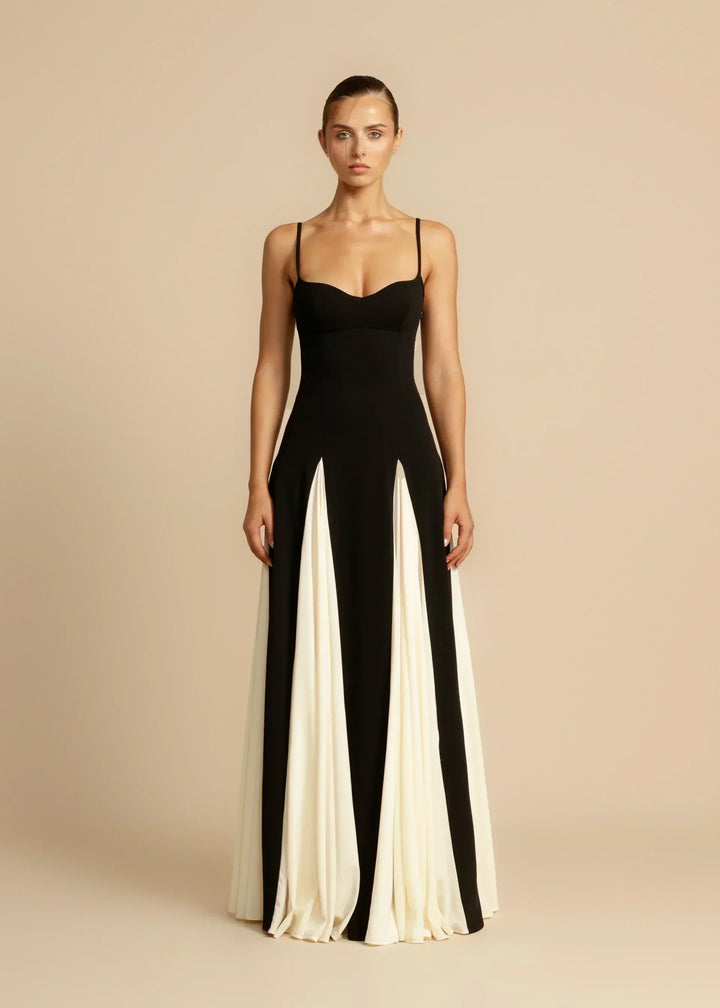 Celia - Robe Maxi Élégante avec Volants Contrastés