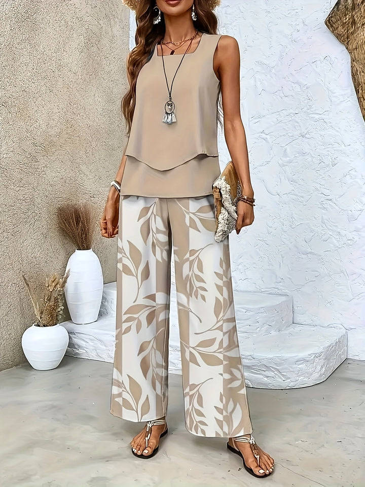 Camille - Ensemble Gilet et Pantalon à Rayures en Sergé