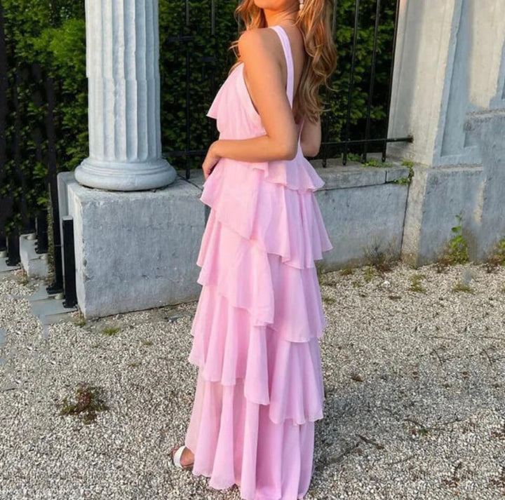 Carys - Robe Maxi à Volants avec Décolleté Croisé