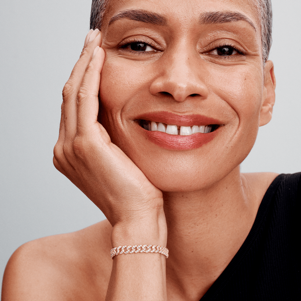 Bracelet Cubain en Moissanite | Or Blanc