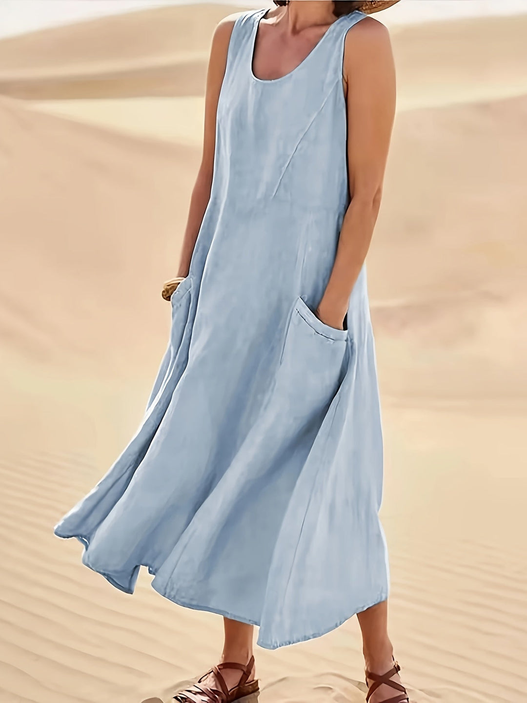 Sophia - Robe Maxi Sans Manches Avec Poches