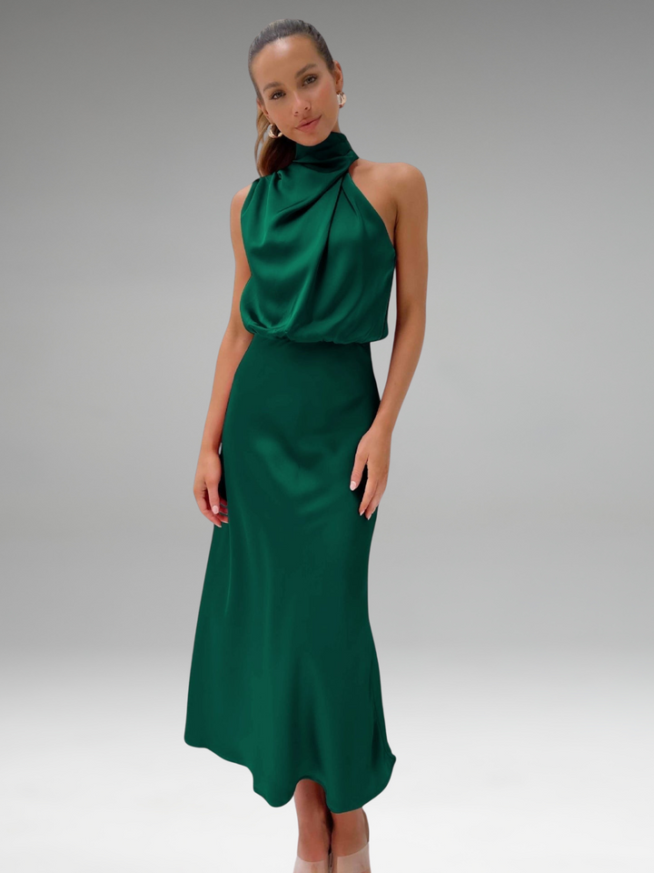 Flavia - Robe en satin glamour avec col halter