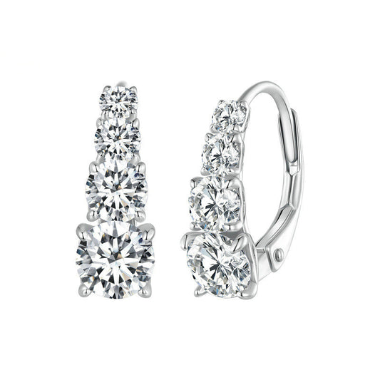 Boucles d'oreilles Carol quatre pierres | Or blanc