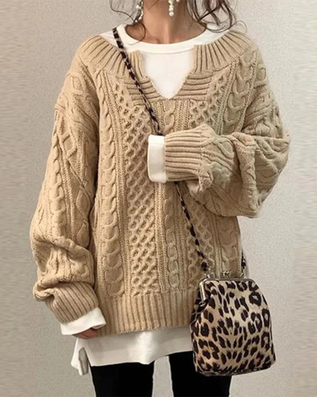 Bianca - Pull oversize en maille avec motif