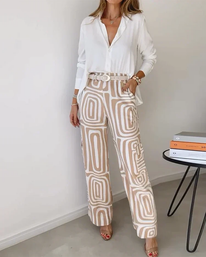 Daisy - Ensemble de Pantalon Élégant Comprenant Blouse et Ceinture