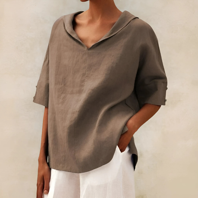 Abby | Chemise en Lin Décontractée Col V