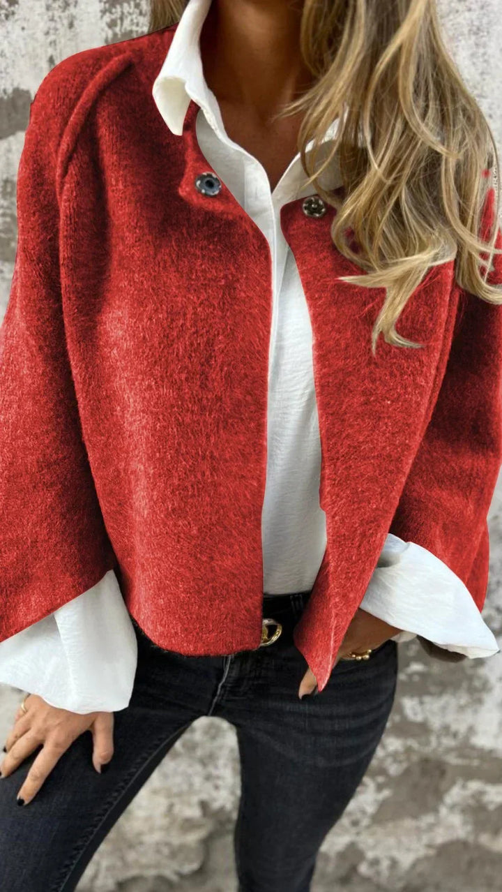 Cecilia - Manteau en Laine avec Col Rond et Manches Longues