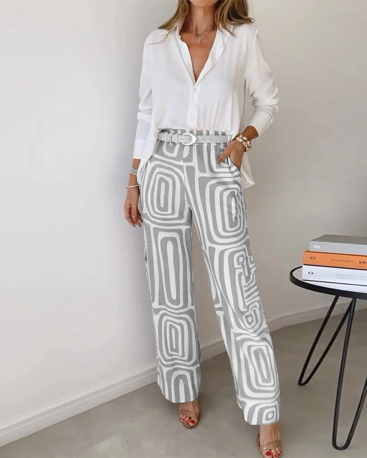 Daisy - Ensemble de Pantalon Élégant Comprenant Blouse et Ceinture
