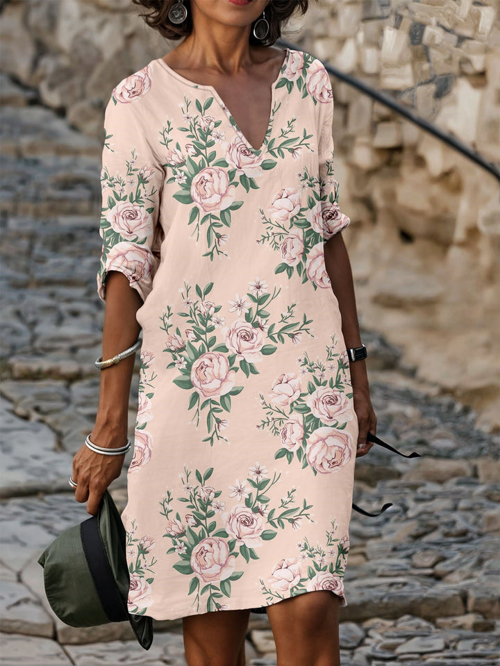 Lily – Robe T-Shirt à Col V Floral