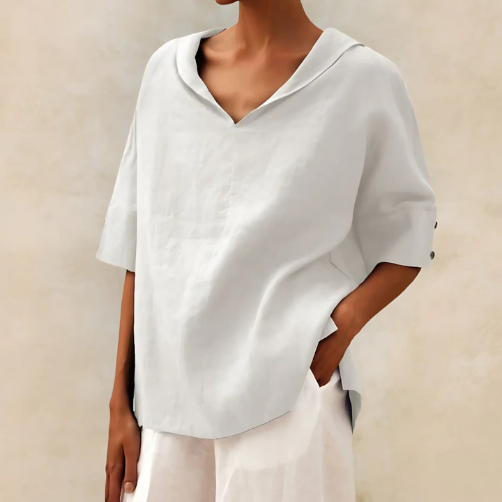 Abby | Chemise en Lin Décontractée Col V
