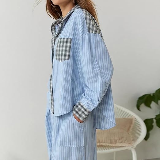 Ava Ensemble de Loungewear 2 Pièces pour Femmes – Pyjamas à Carreaux