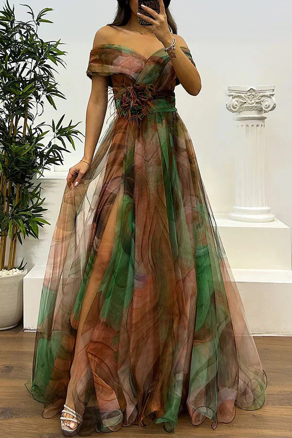 Daniela - Robe Maxi Éblouissante Off Shoulder