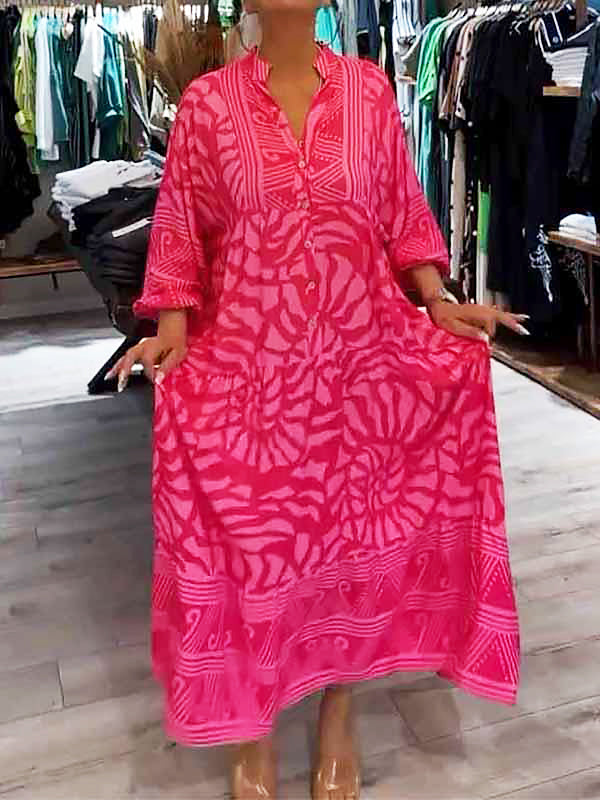 Elka™ - Robe V-Cou Imprimée Femme
