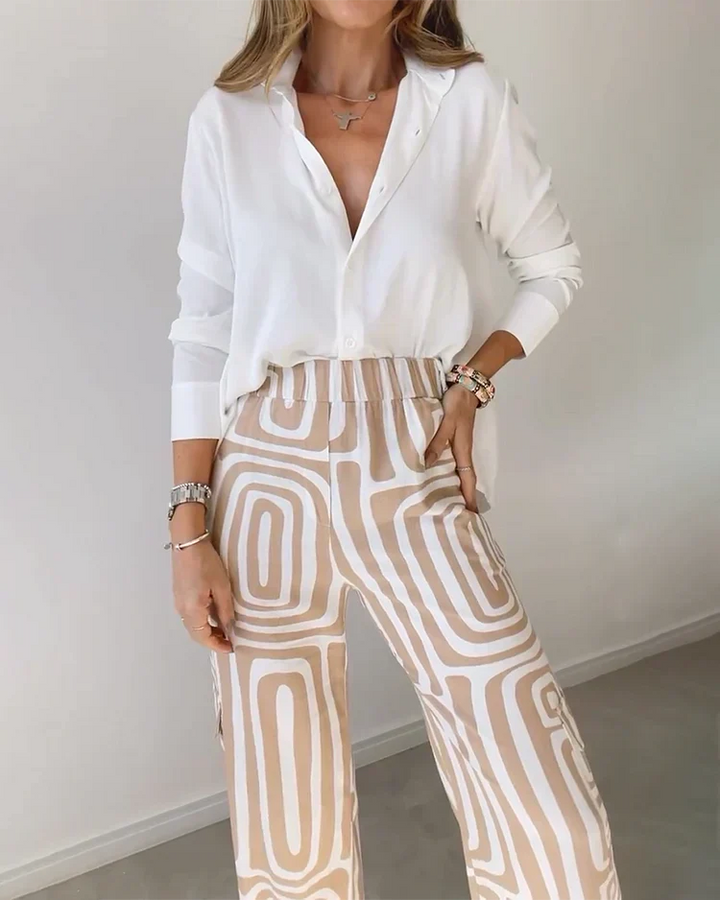 Daisy - Ensemble de Pantalon Élégant Comprenant Blouse et Ceinture