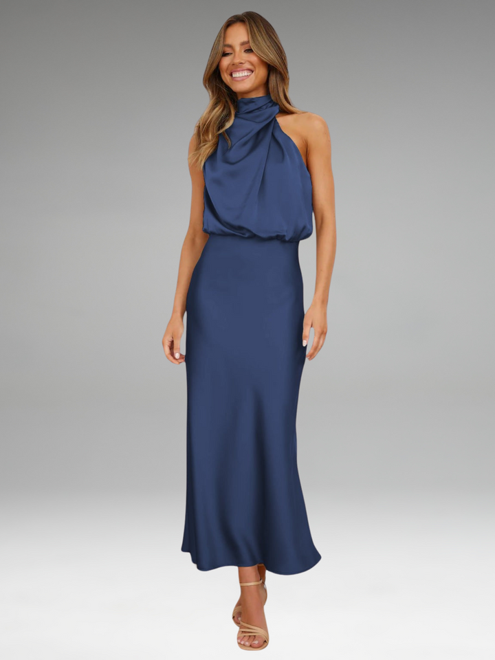 Flavia - Robe en satin glamour avec col halter
