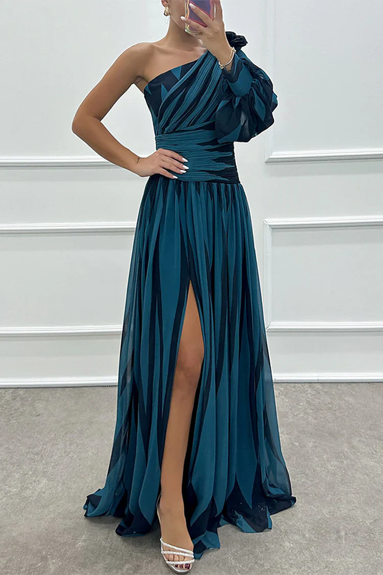 Shiloh - Robe Maxi Élégante à Rayures Une Épaule