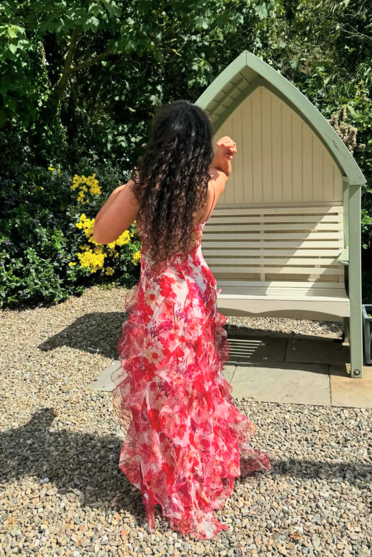 Chara - Robe Maxi à Imprimé Floral avec Volants