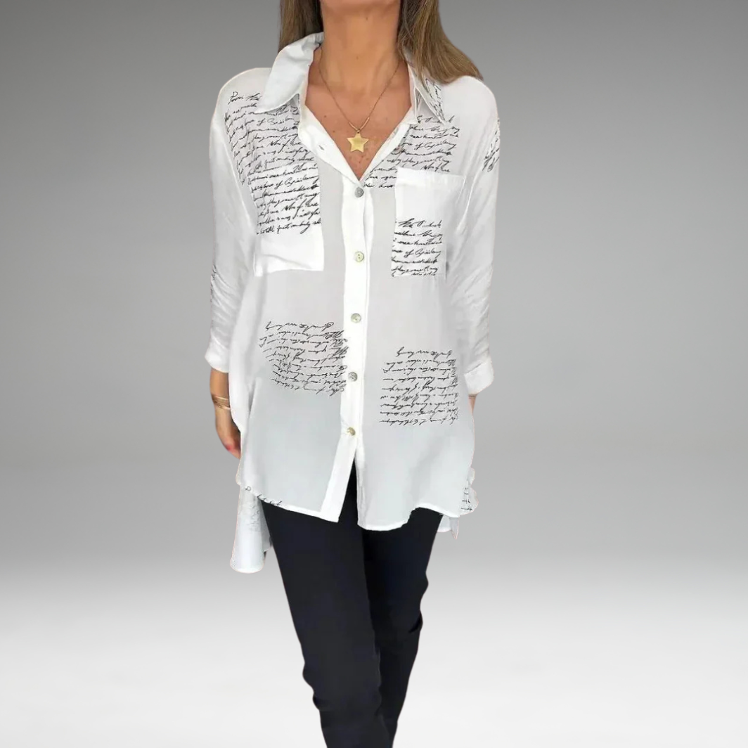 Cara | Chemise Boutonnée Design Écriture Manuscrite