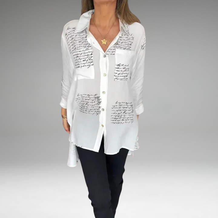 Cara | Chemise Boutonnée Design Écriture Manuscrite