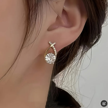 O&O - Boucles d'oreilles en zirconium Croix Dorée