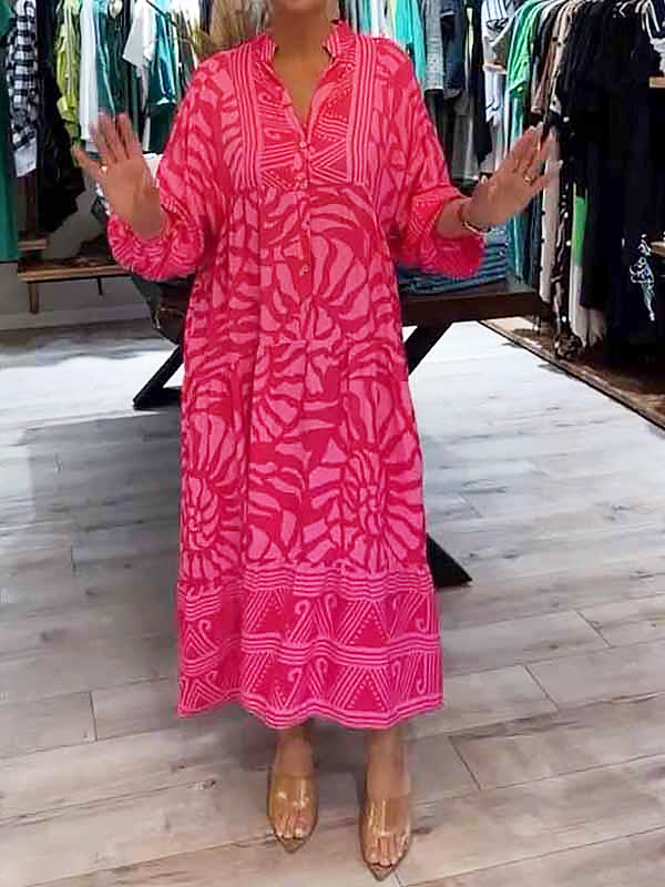 Elka™ - Robe V-Cou Imprimée Femme