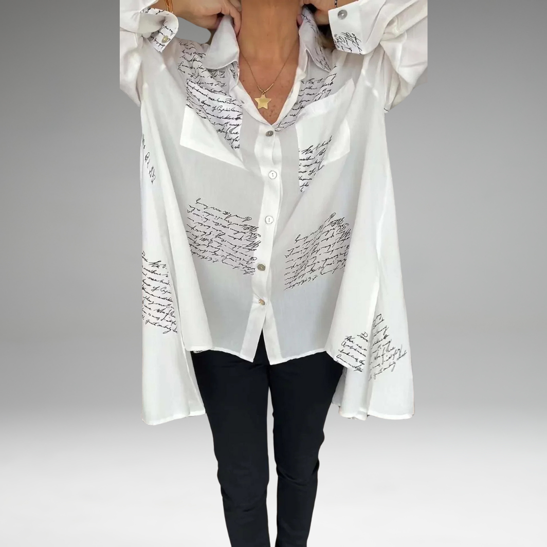 Cara | Chemise Boutonnée Design Écriture Manuscrite