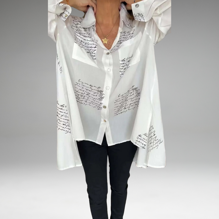 Cara | Chemise Boutonnée Design Écriture Manuscrite