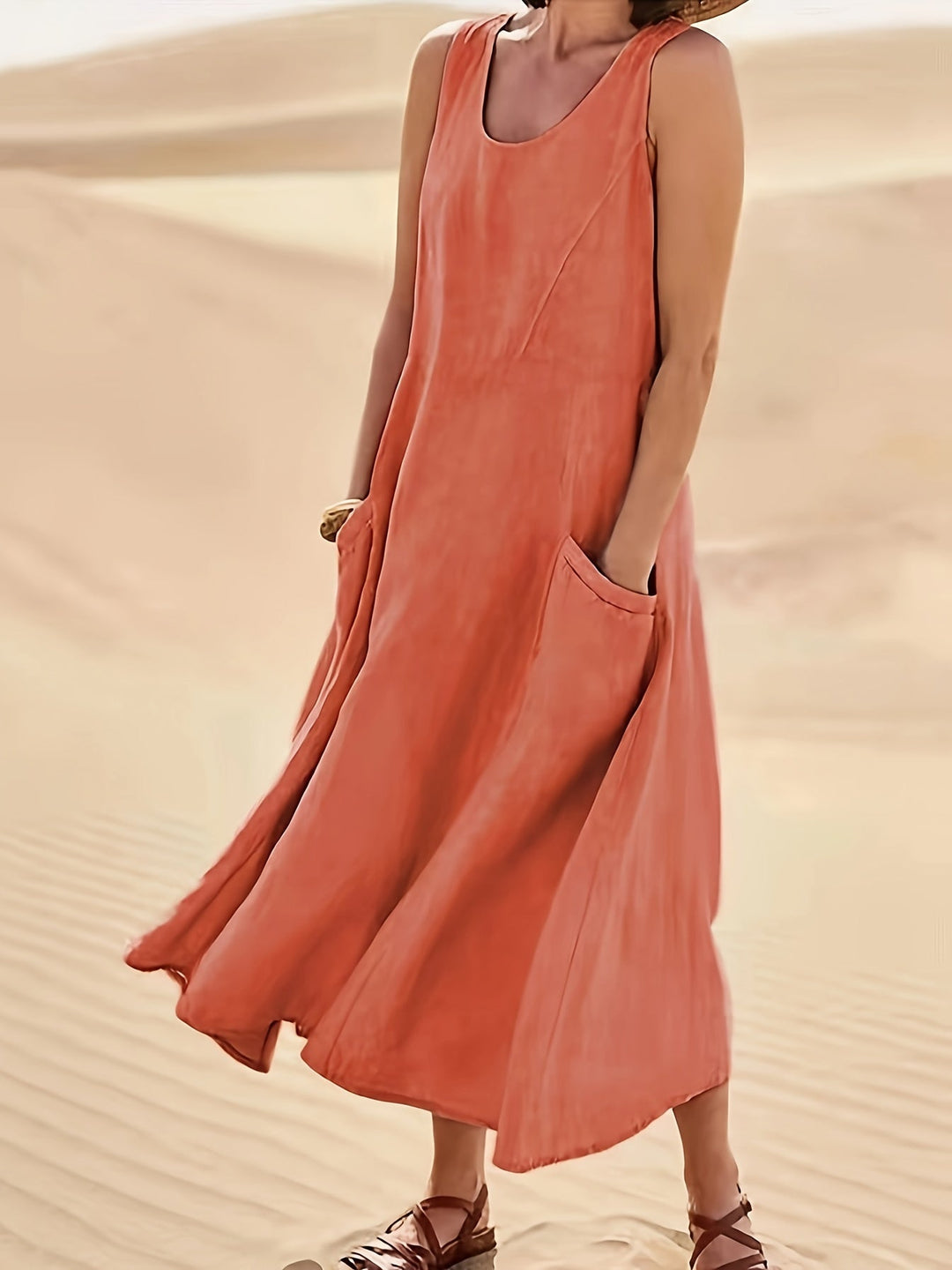 Sophia - Robe Maxi Sans Manches Avec Poches