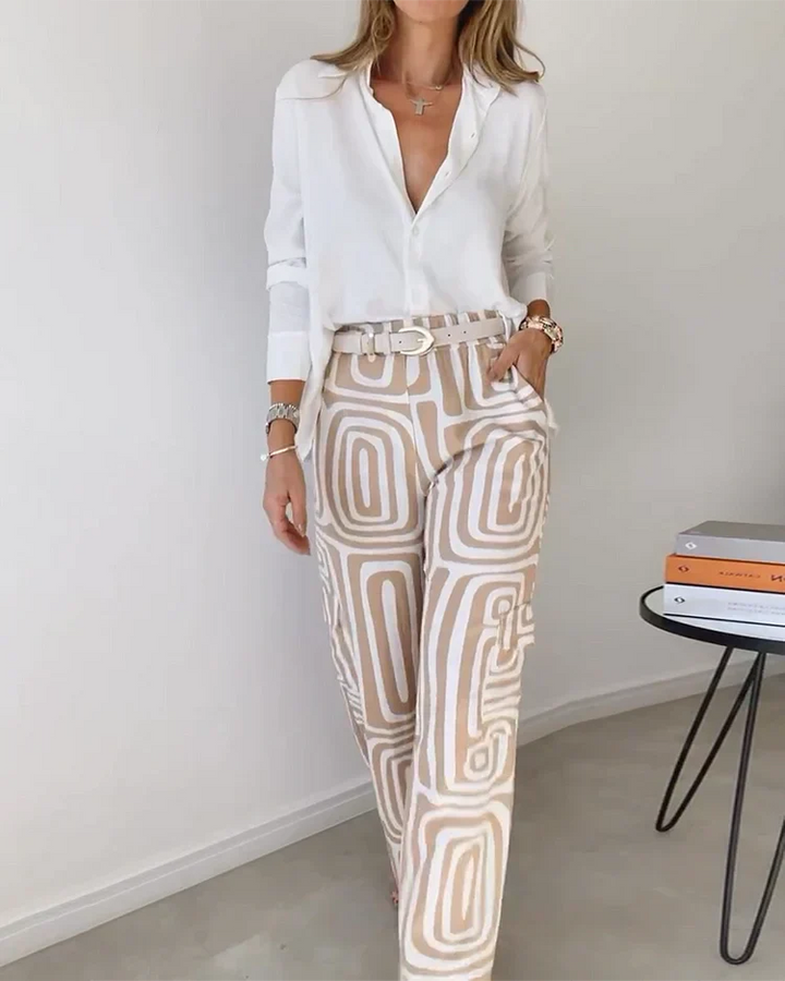 Daisy - Ensemble de Pantalon Élégant Comprenant Blouse et Ceinture