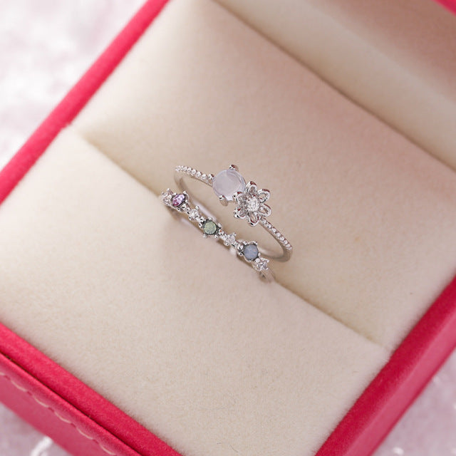 Bague Argent Adjustable avec Pierre de Lune