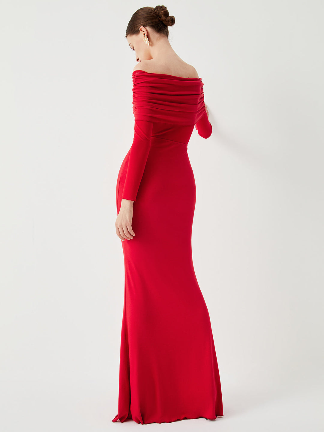 Abriella - Robe Maxi en Maille à Épaules Dégagées