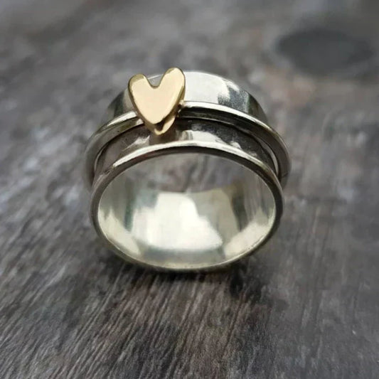 Bague en Argent Vintage en Forme de Cœur