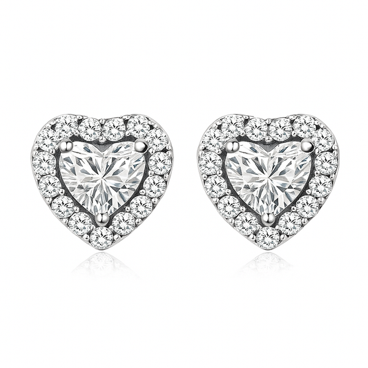 Boucles d'oreilles Luna Heart | Or Blanc