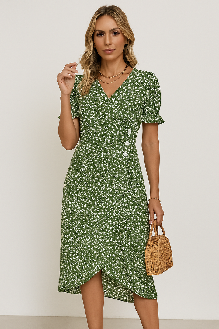 MIA I ROBE MIDI À MANCHES COURTES