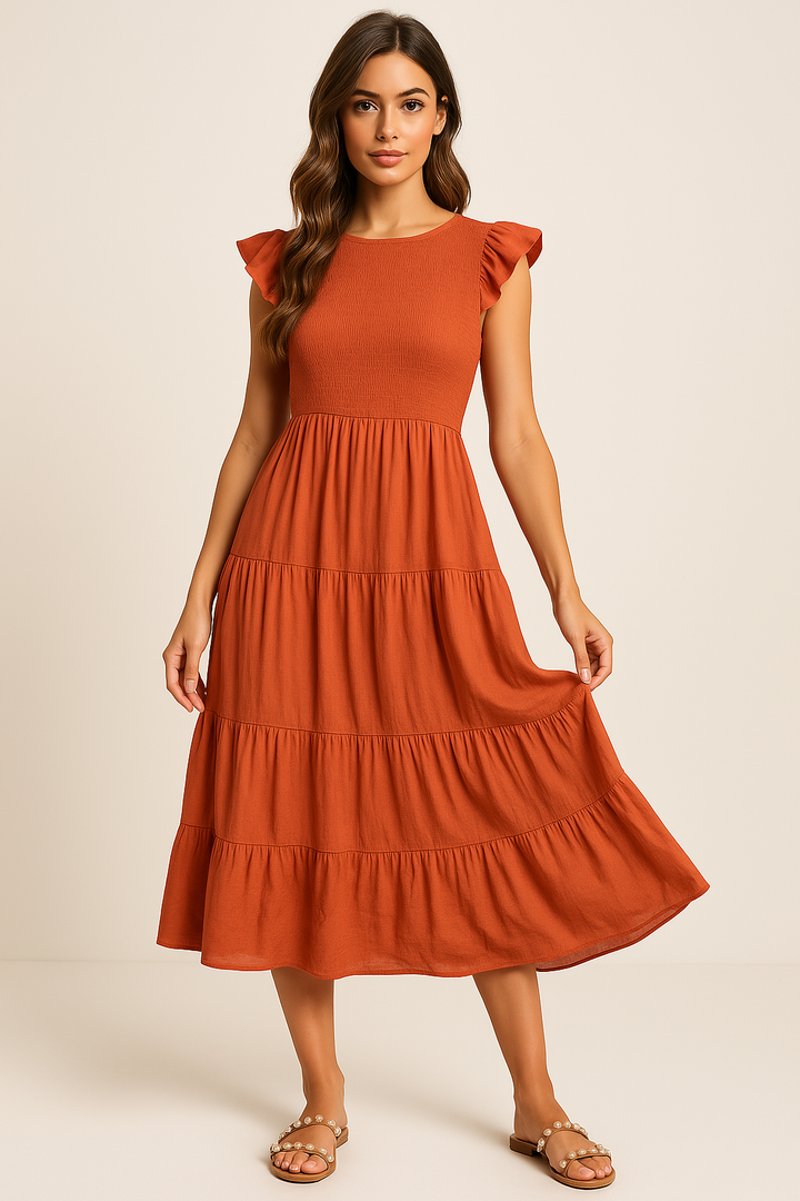 ROBE MIDI VOLANTÉE AUDREY I