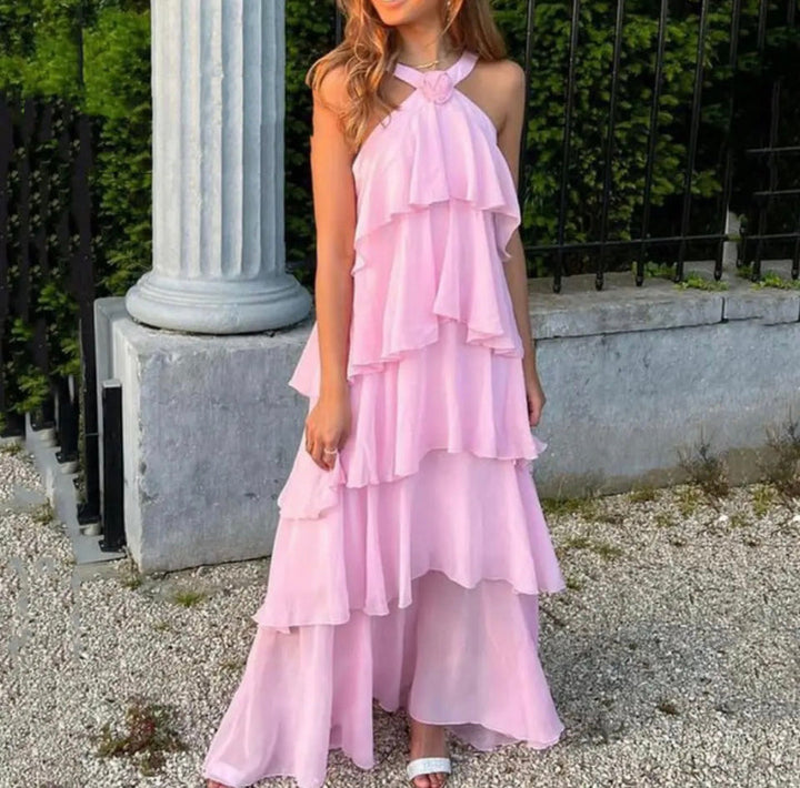 Carys - Robe Maxi à Volants avec Décolleté Croisé