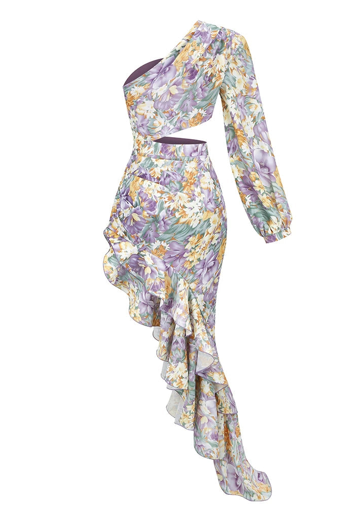 Dalina - Robe Florale à Une Manche