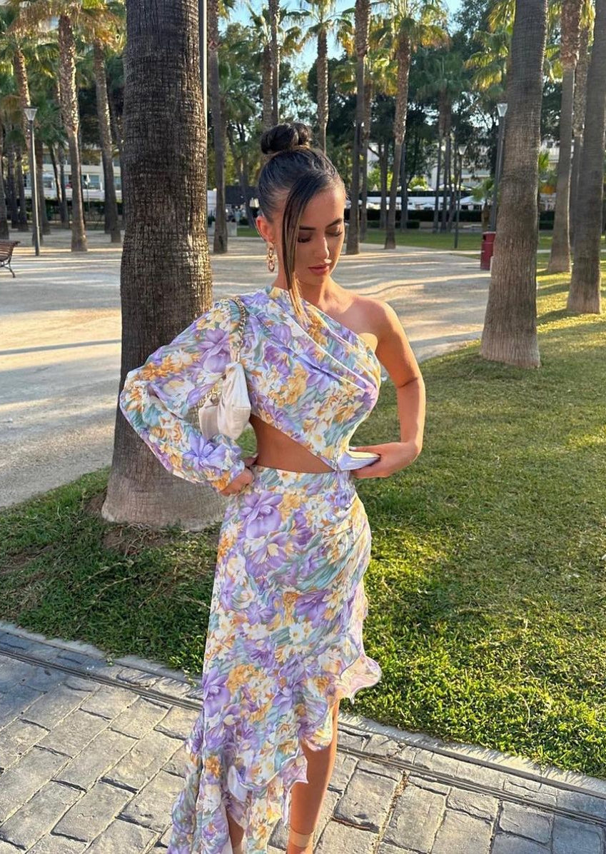 Dalina - Robe Florale à Une Manche