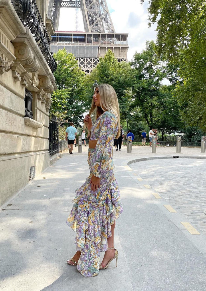 Dalina - Robe Florale à Une Manche