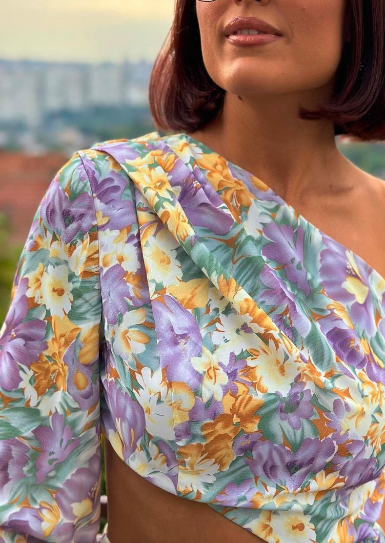 Dalina - Robe Florale à Une Manche